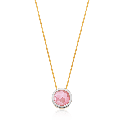 Colar Eterno Quartzo Rosa — Banho Ouro 18k | Aimer Joias — ângulo 1
