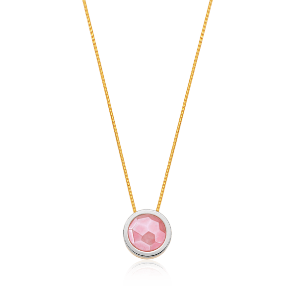 Colar Eterno Quartzo Rosa — Banho Ouro 18k | Aimer Joias