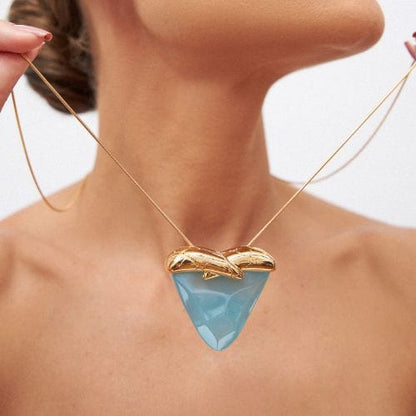 Colar Incondicional - Ágata Azul Céu Semijoias de luxo e design exclusivo