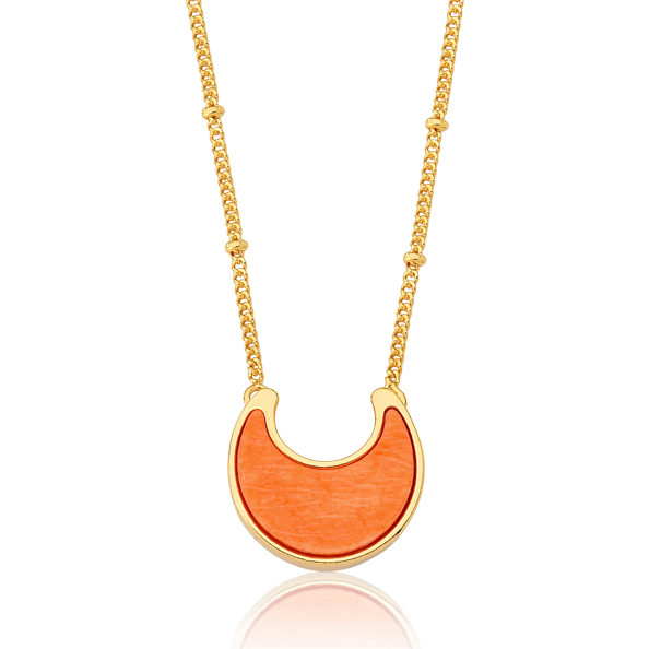 Colar Lua - Laranja — Ouro 18K | Aimer Joias | semijoia feminina pedra natural