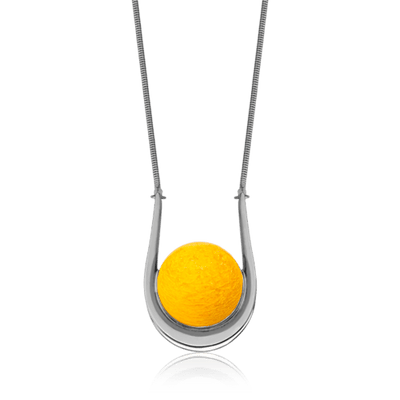 Colar Magnetismo - Esmaltado Branco/Feldspato Amarelo — ângulo 1