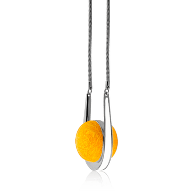 Colar Magnetismo - Esmaltado Branco/Feldspato Amarelo — ângulo 3