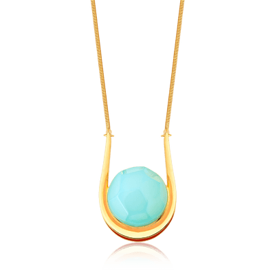 Colar Magnetismo - Esmaltado Laranja/Ágata Azul Céu — ângulo 1