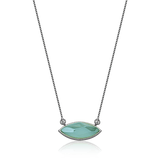 Colar Pétala - Ágata Azul Céu — Ródio Negro | Aimer Joias | semijoia feminina pedra natural