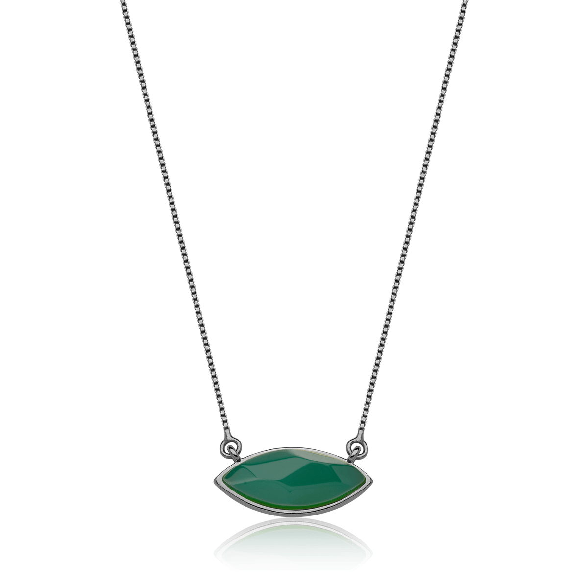 Colar Pétala - Ágata Verde — Ródio Negro | Aimer Joias | semijoia feminina pedra natural