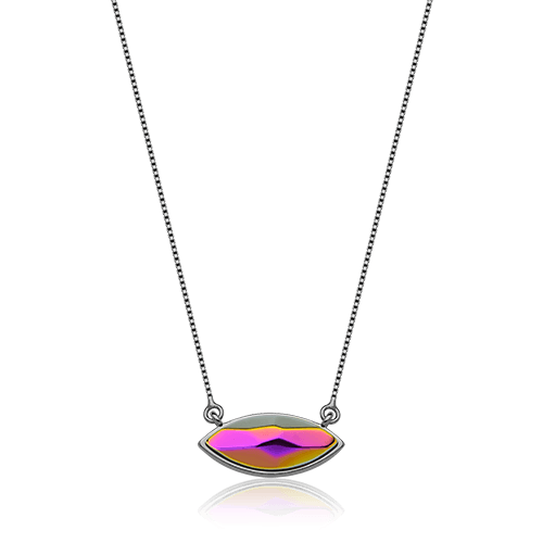 Colar Pétala - Cristal Multicolorido — Ródio Negro | Aimer Joias | semijoia feminina pedra natural