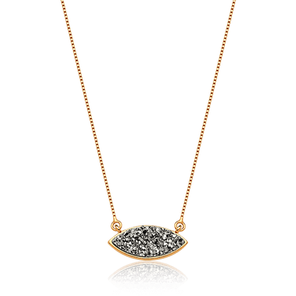 Colar Pétala - Drusa Platina — Ouro 18K | Aimer Joias | semijoia feminina pedra natural