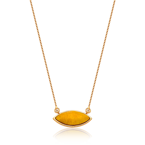 Colar Pétala - Feldspato Amarelo — Ouro 18K | Aimer Joias | semijoia feminina pedra natural