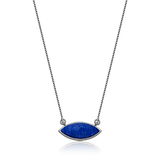 Colar Pétala - Feldspato Azul Anil — Ródio Negro | Aimer Joias | semijoia feminina pedra natural