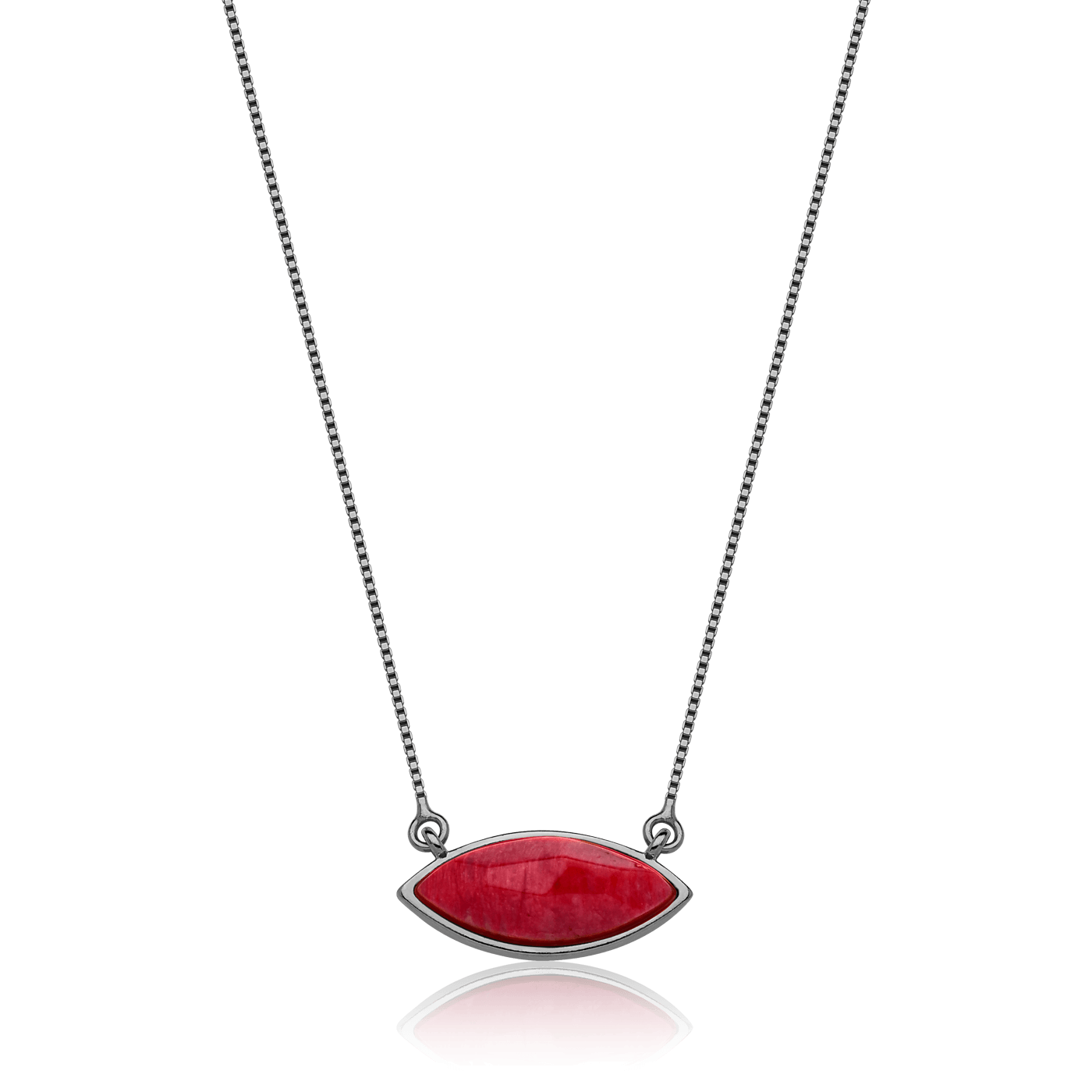 Colar Pétala - Feldspato Vermelho — Ródio Negro | Aimer Joias | semijoia feminina pedra natural