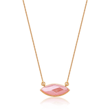 Colar Pétala - Quartzo Rosa — Ouro 18K | Aimer Joias | semijoia feminina pedra natural