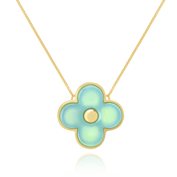 Colar Radiante - Ágata Azul Céu Semijoias de luxo e design exclusivo