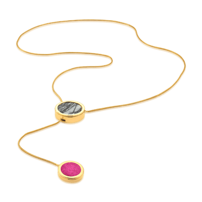 Colar Solene - Jaspe Net e Feldspato Rosa Pink — ângulo 3