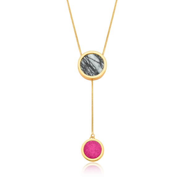 Colar Solene - Jaspe Net e Feldspato Rosa Pink