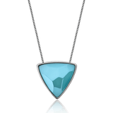 Colar Triângulo - Azul Céu — Ródio Negro | Aimer Joias | semijoia feminina pedra natural