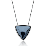 Colar Triângulo - Obsidiana Negra Perolizada — Ródio Negro | Aimer Joias | semijoia feminina pedra natural
