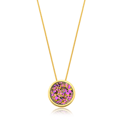 Colar Único Drusa Multicolorida — Ouro 18k | Aimer Joias — ângulo 1