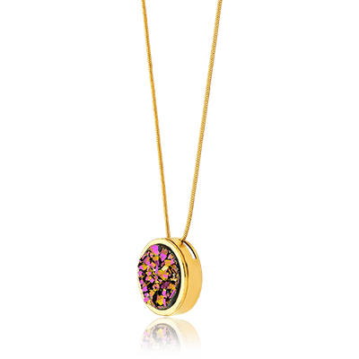 Colar Único Drusa Multicolorida — Ouro 18k | Aimer Joias — ângulo 2