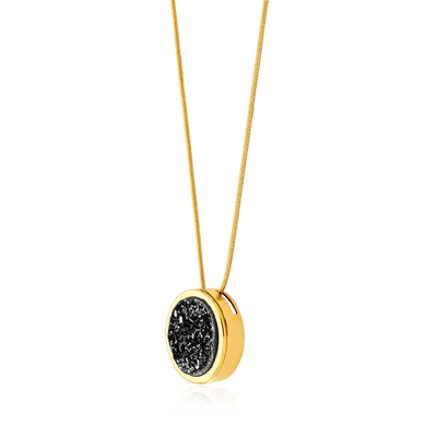 Colar Único Drusa Negra — Banho Ouro 18k | Aimer Joias — ângulo 2