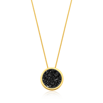 Colar Único Drusa Negra — Banho Ouro 18k | Aimer Joias — ângulo 1