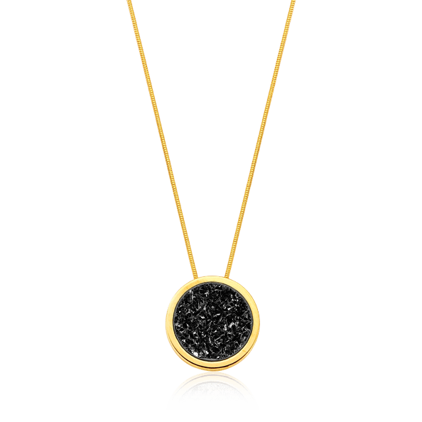 Colar Único Drusa Negra — Banho Ouro 18k | Aimer Joias