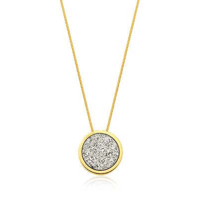 Colar Único Drusa Platina — Banho Ouro 18k | Aimer Joias — ângulo 1