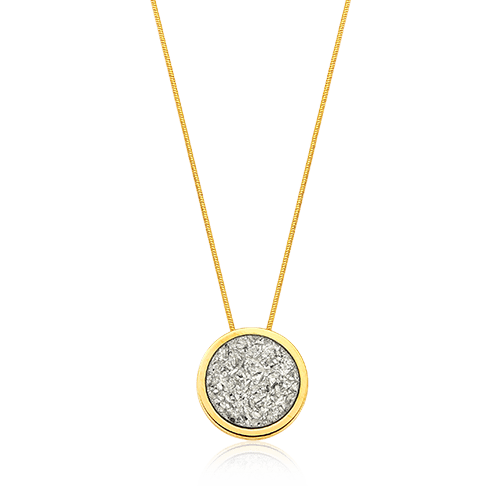 Colar Único Drusa Platina — Banho Ouro 18k | Aimer Joias