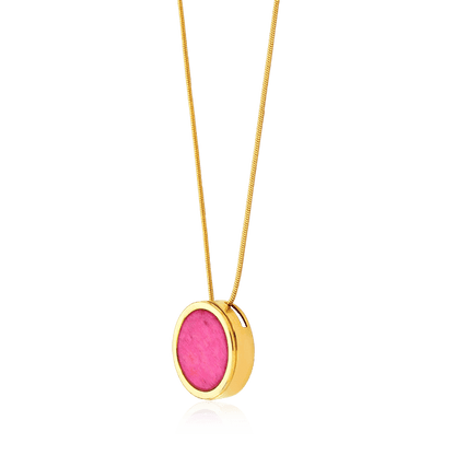 Colar Único - Feldspato Rosa Pink Semijoias de luxo e design exclusivo