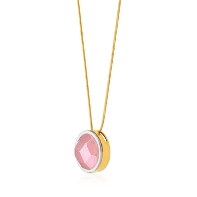 Colar Único Quartzo Rosa — Banho Ouro 18k | Aimer Joias — ângulo 2