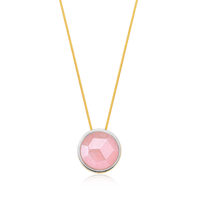 Colar Único Quartzo Rosa — Banho Ouro 18k | Aimer Joias — ângulo 1