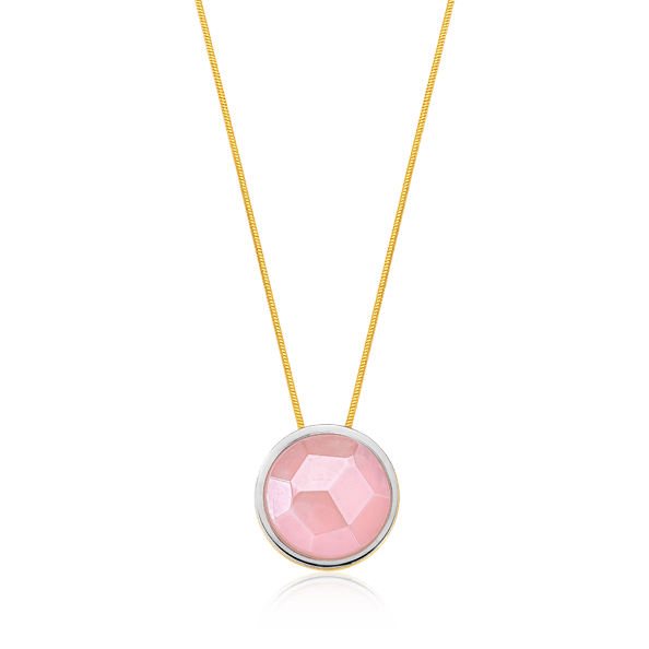 Colar Único Quartzo Rosa — Banho Ouro 18k | Aimer Joias