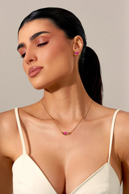 Colar Sentir - Feldspato Rosa Pink