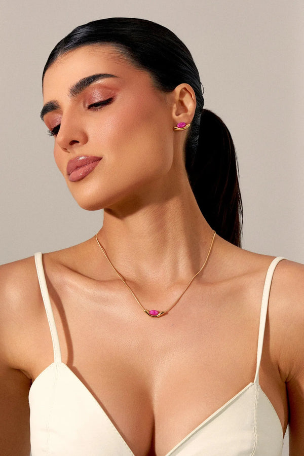 Colar Sentir - Feldspato Rosa Pink