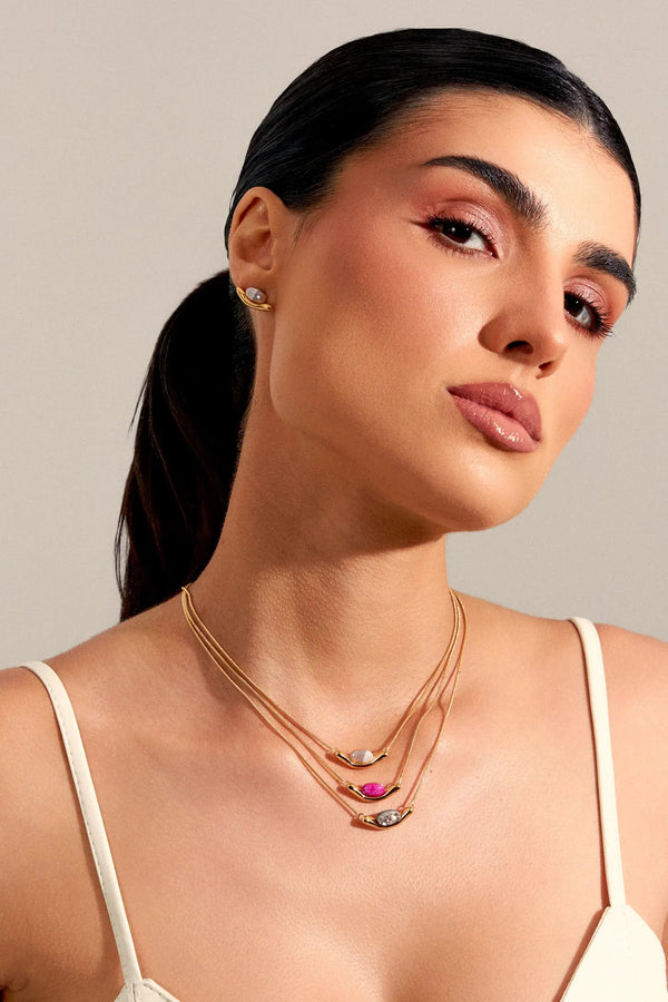 Colar Sentir - Feldspato Rosa Pink
