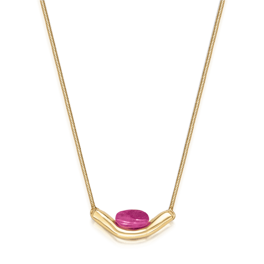 Colar Sentir - Feldspato Rosa Pink