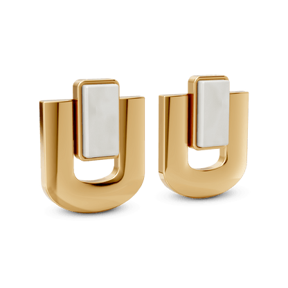 Brinco Estrutura - Porcelana Branca | Semijoia Banhada a Ouro 18K