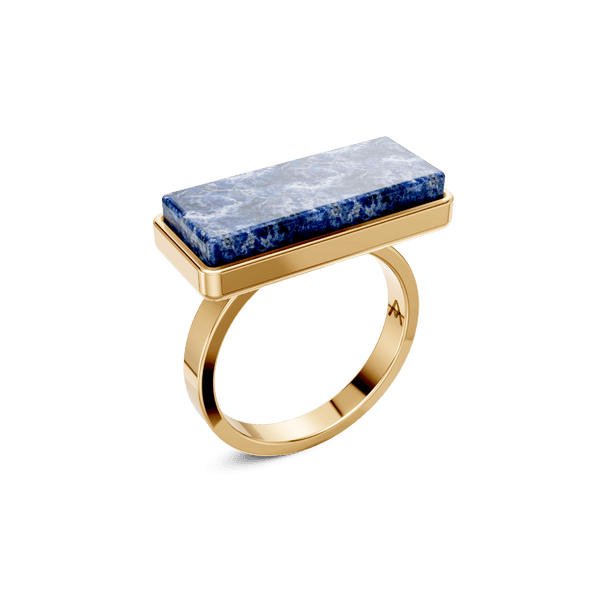 Anel Estrutura - Sodalita | Semijoia Banhada a Ouro 18K