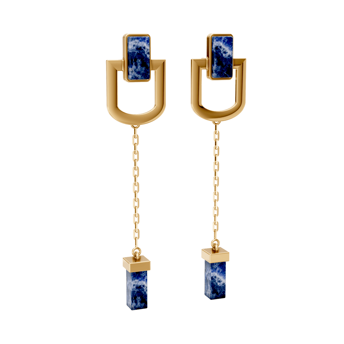 Brinco Presença - Sodalita | Semijoia Banhada a Ouro 18K