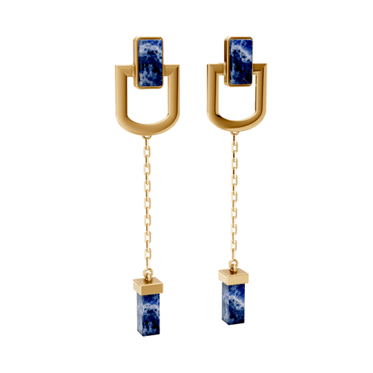 Brinco Presença - Sodalita | Semijoia Banhada a Ouro 18K