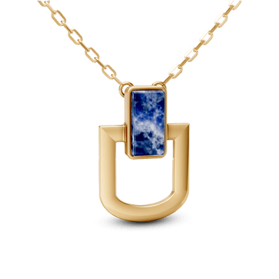 Colar Elos - Sodalita | Semijoia Banhada a Ouro 18K — ângulo 1
