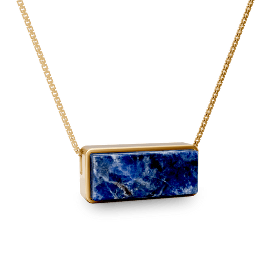 Colar Estrutura - Sodalita | Semijoia Banhada a Ouro 18K