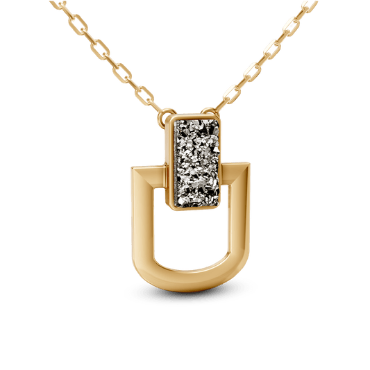 Colar Elos - Drusa Metalizada | Semijoia Banhada a Ouro 18K