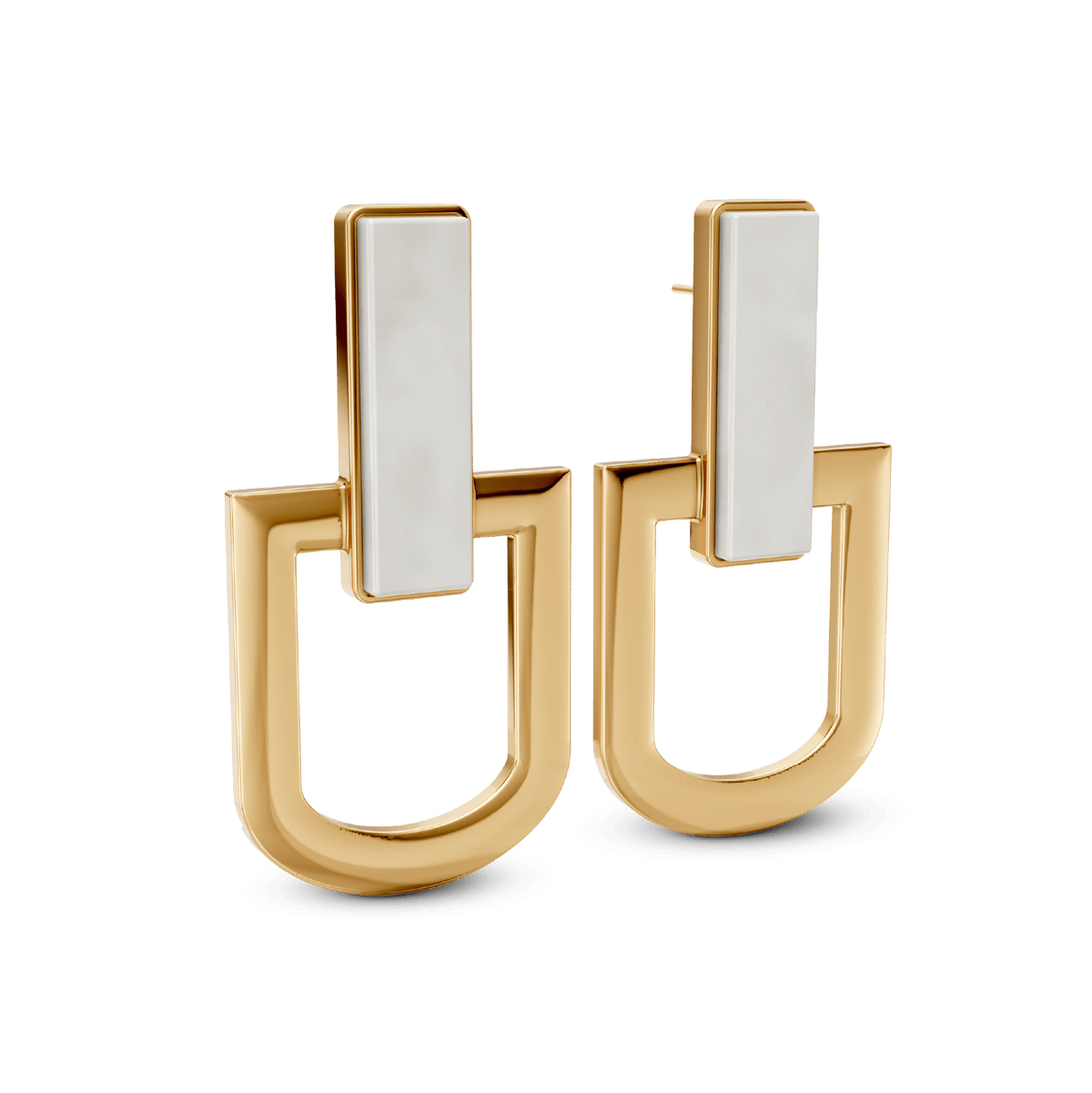 Brinco Elos - Porcelana Branca | Semijoia Banhada a Ouro 18K