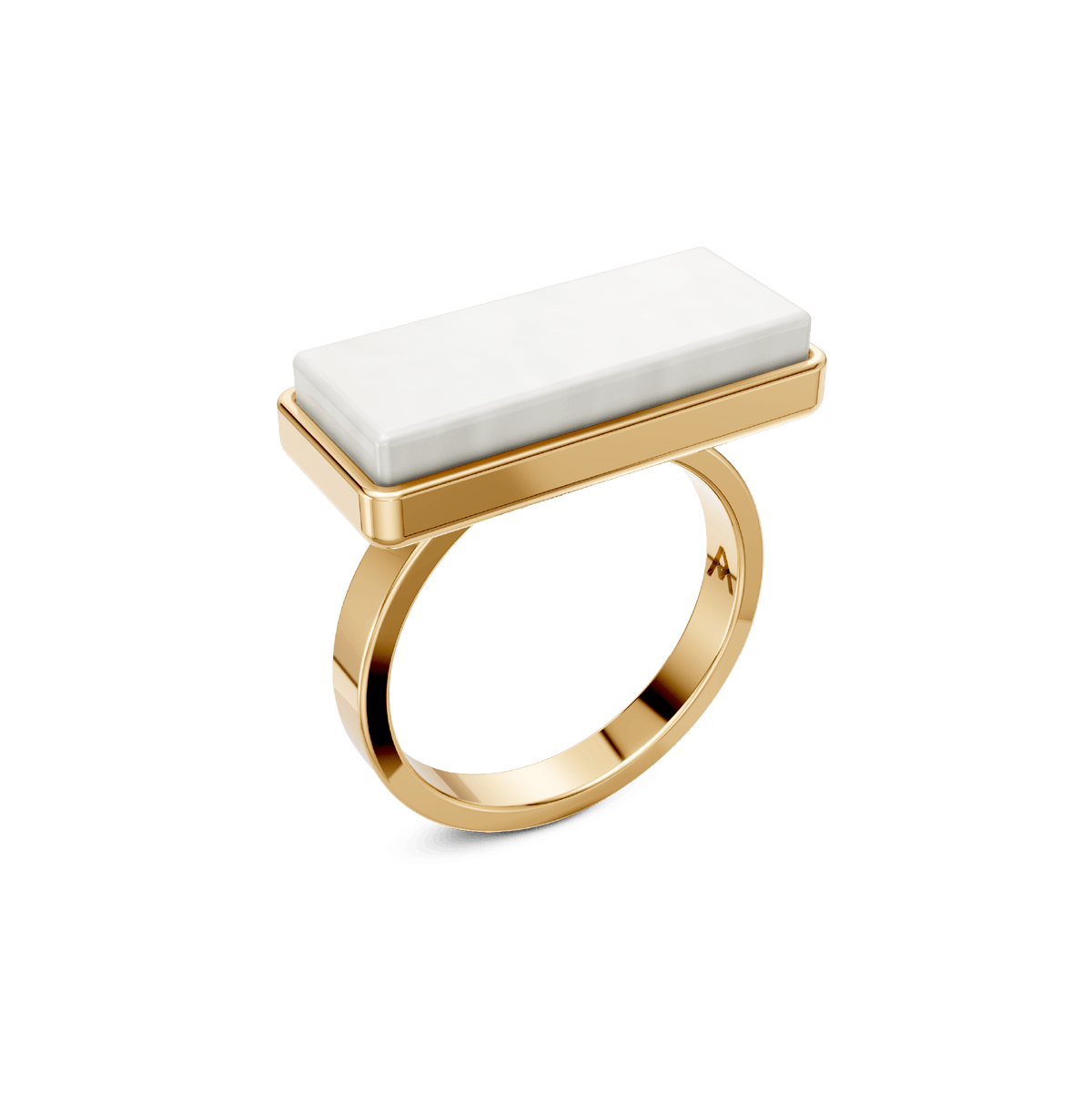Anel Estrutura - Porcelana Branca | Semijoia Banhada a Ouro 18K