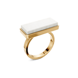 Anel Estrutura - Porcelana Branca | Semijoia Banhada a Ouro 18K