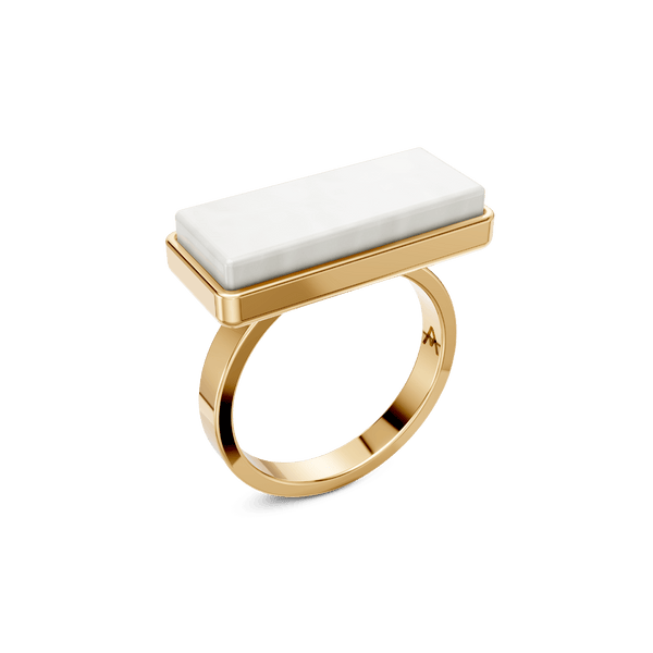 Anel Estrutura - Porcelana Branca | Semijoia Banhada a Ouro 18K