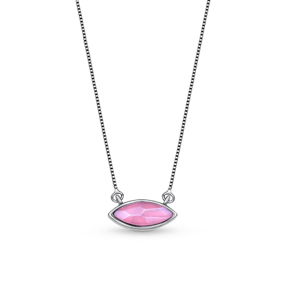 Colar Dália - Quartzo Rosa Ródio