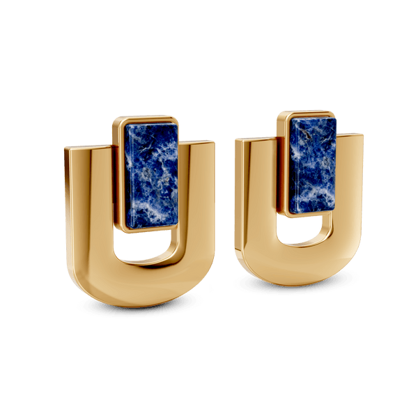Brinco Estrutura - Sodalita | Semijoia Banhada a Ouro 18K