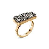 Anel Estrutura - Drusa Metalizada | Semijoia Banhada a Ouro 18K