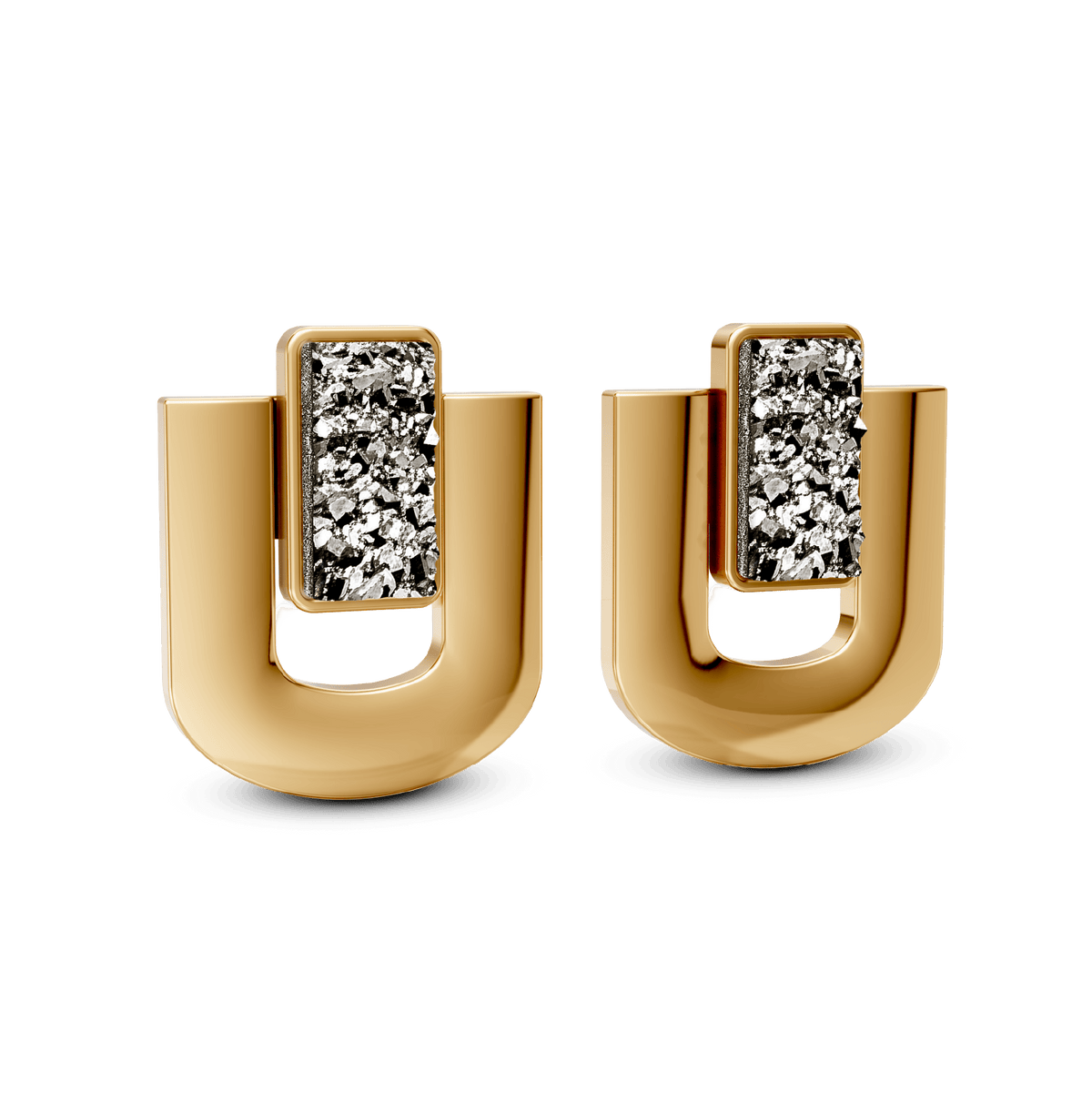Brinco Estrutura - Drusa Metalizada | Semijoia Banhada a Ouro 18K